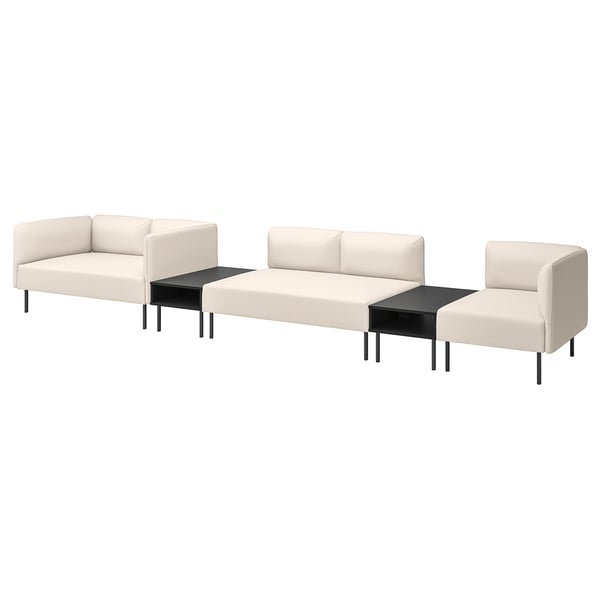 LILLEHEM 5-seat modular sofa with side table, Vissle/beige metal