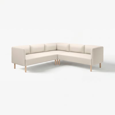 LILLEHEM Modular corner sofa, 4 seat, Vissle beige/wood