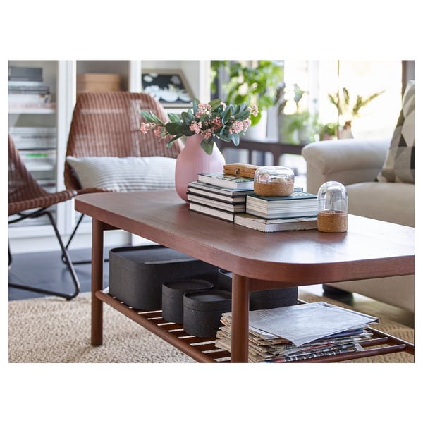 LISTERBY Coffee table, brown, 140x60 cm