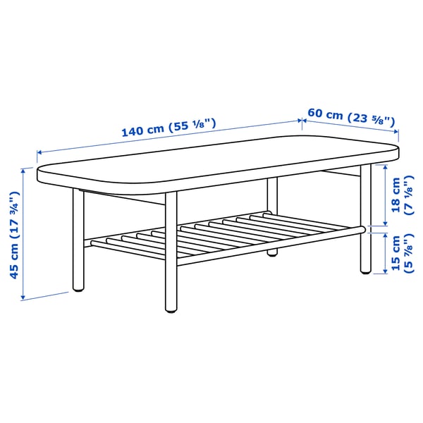 LISTERBY Coffee table, brown, 140x60 cm