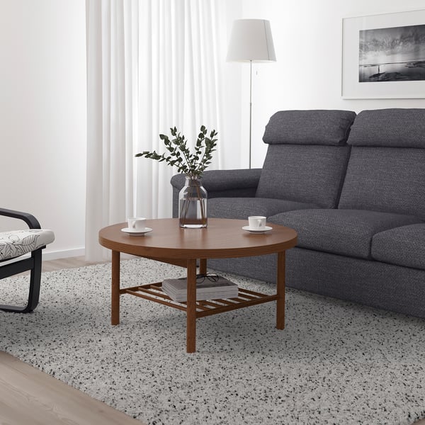 LISTERBY Coffee table, brown, 90 cm