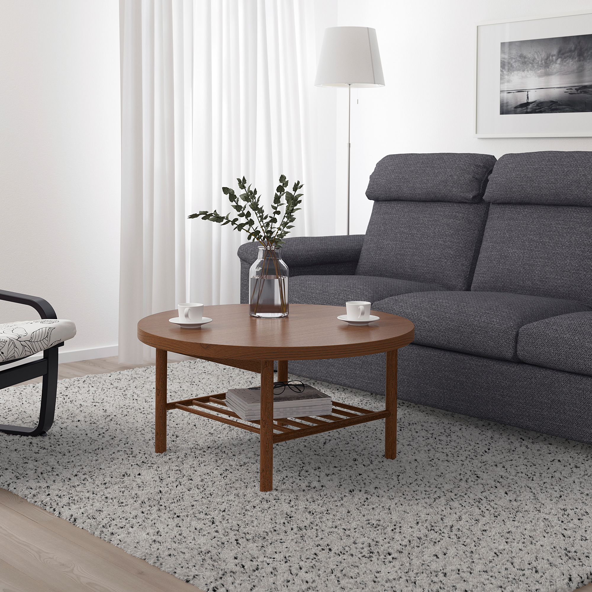 LISTERBY Coffee table, brown, 90 cm