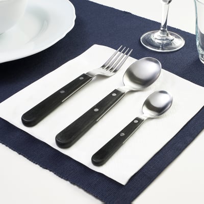 LIVNÄRA 18-piece cutlery set, black