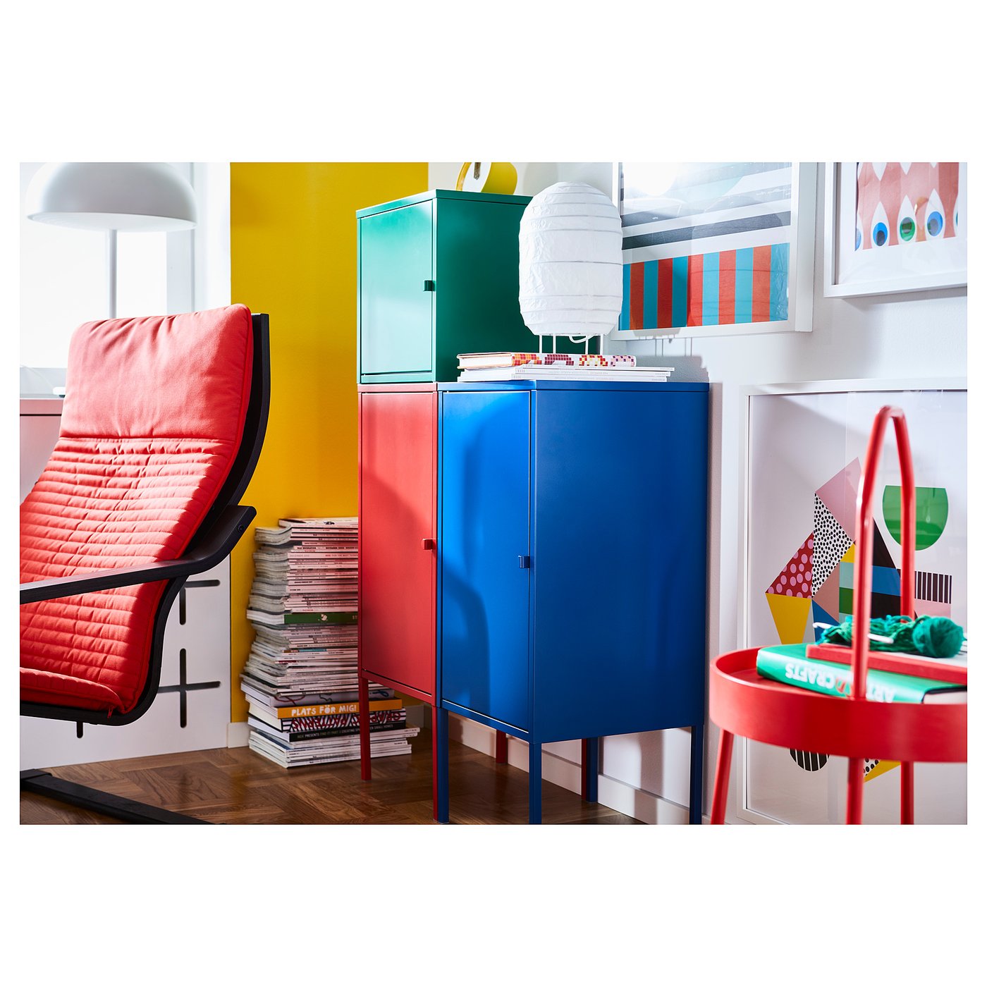 IKEA LIXHULT レッド LIXHULT Cabinet, metal/red, 35x60 cm - IKEA