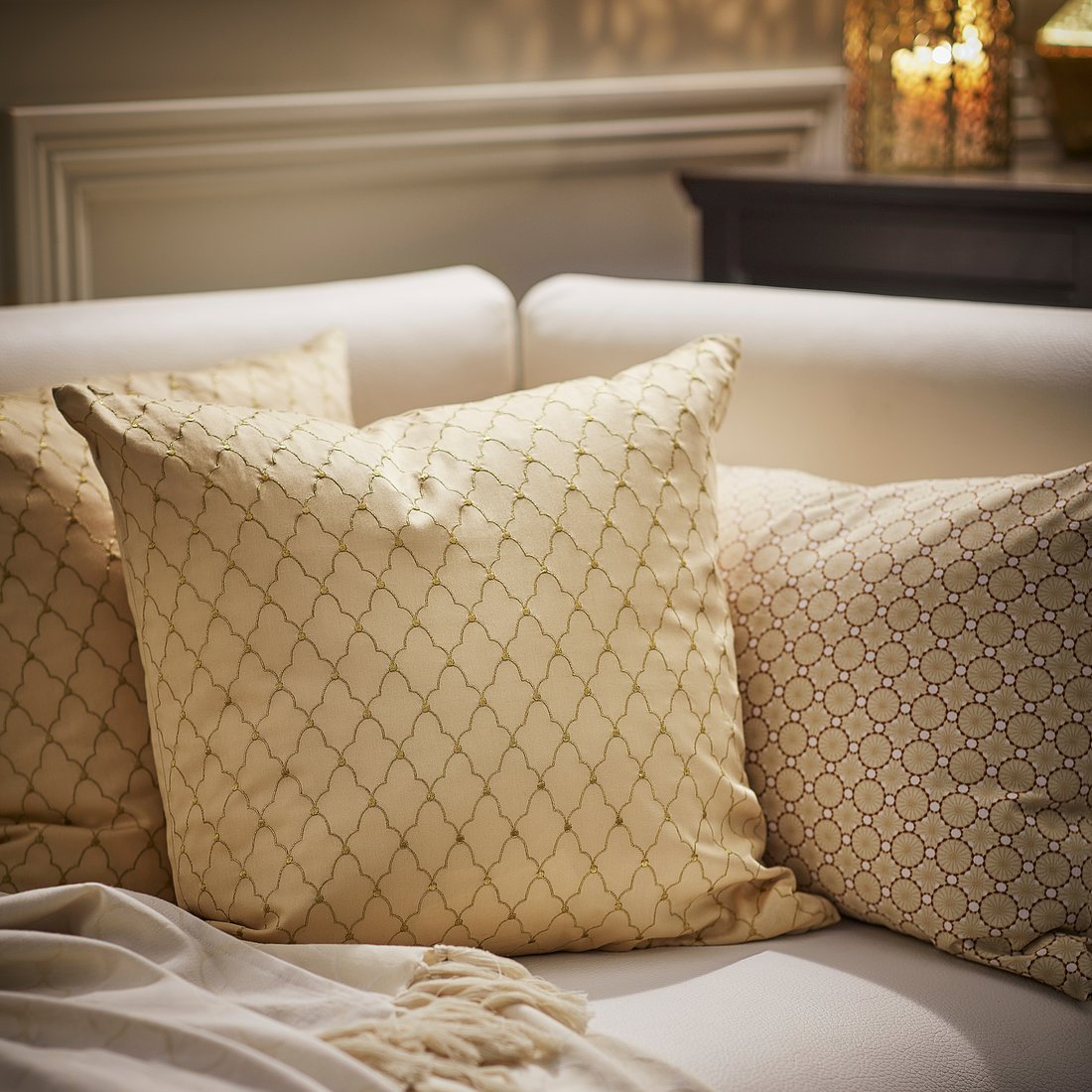 LJUVARE Cushion cover, embroidery beige, 50x50 cm IKEA