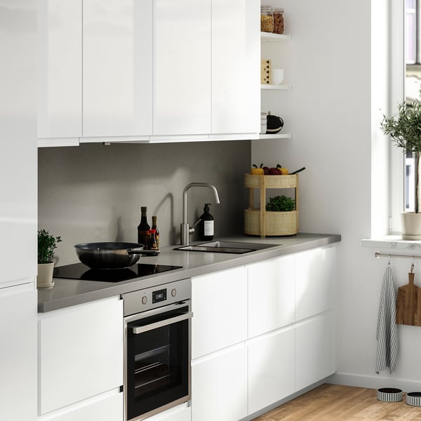 LOCKEBO Custom made worktop, grey stone effect/glass composite, 1 m²x4.0 cm