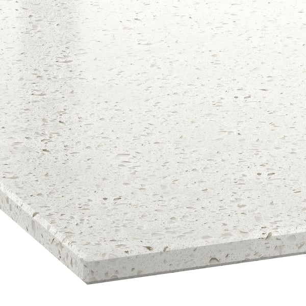 LOCKEBO Custom made worktop, off-white lively/mineral effect glass composite, 1 m²x2.0 cm