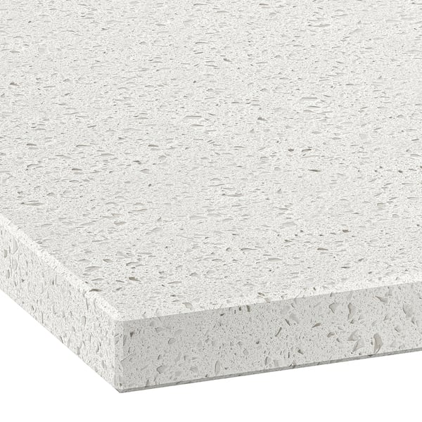 LOCKEBO Custom made worktop, off-white lively/mineral effect glass composite, 1 m²x4.0 cm