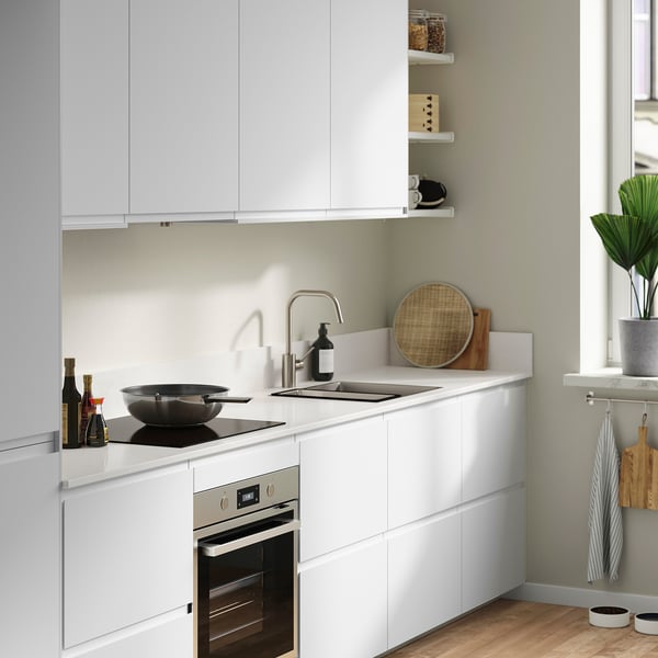 LOCKEBO Custom made worktop, off-white marble effect/glass composite, 1 m²x2.0 cm