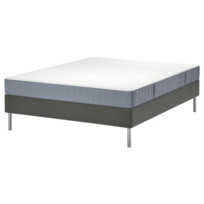 LYNGÖR Divan bed, Vesteröy firm/light blue dark grey, 180x200 cm