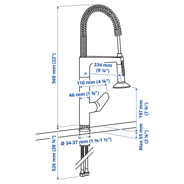 Illustration with measurements for the product: MAJSJÖN.