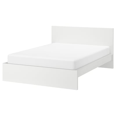 MALM Bed frame, high, white/Lönset, 150x200 cm