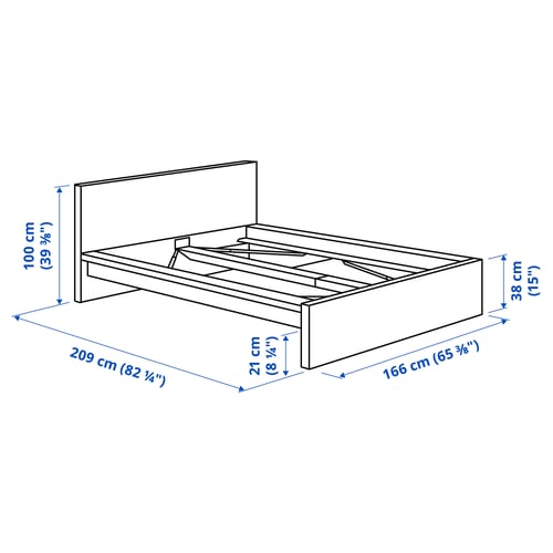 Illustration with measurements for the product: MALM.