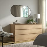 MALM Chest of 6 drawers, white stained oak veneer, 160x78 cm