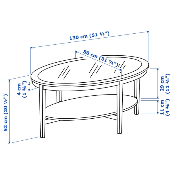 MALMSTA Coffee table, black-brown, 130x80 cm