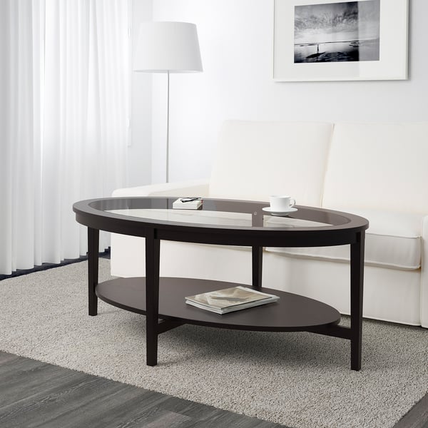 MALMSTA Coffee table, black-brown, 130x80 cm