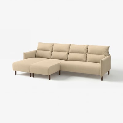 MANNARP 4-seat sofa with chaise longues, Saxemara grey-beige
