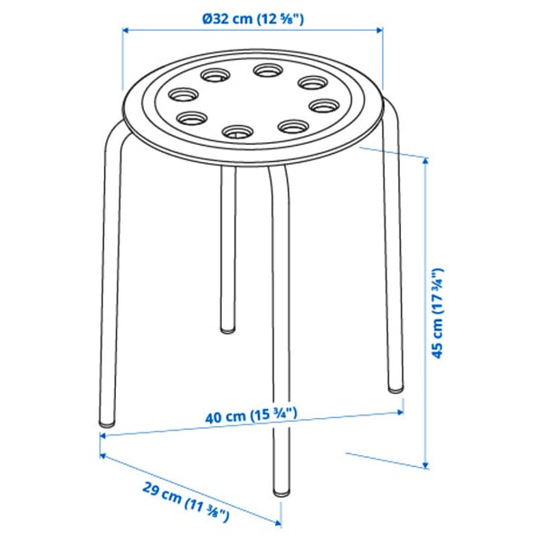 MARIUS Stool, blue, 45 cm