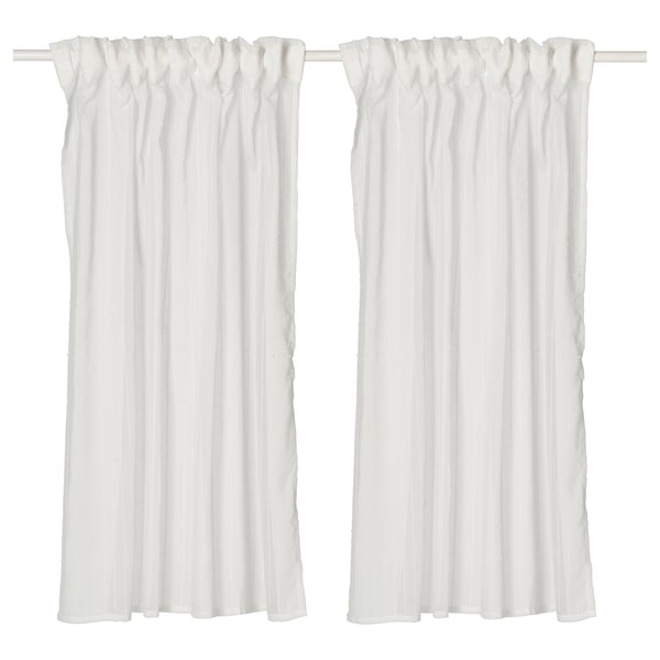 MATILDA Sheer curtains, 1 pair, white/with heading tape, 145x160 cm
