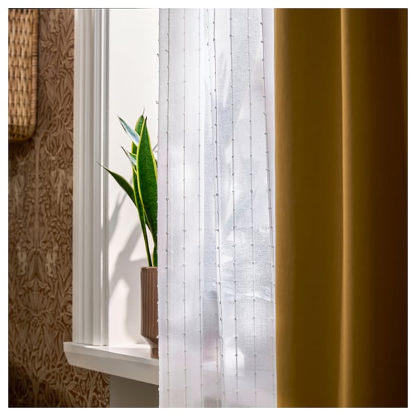 MATILDA Sheer curtains, 1 pair, white/with tab top, 140x250 cm