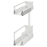 MAXIMERA white pull-out shelf, featuring smooth-running drawers with steel runners, designed for efficient use of space.
