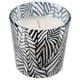 MEDKÄMPE Scented candle in glass, Rhubarb elderflower/patterned black/white, 7.5 cm