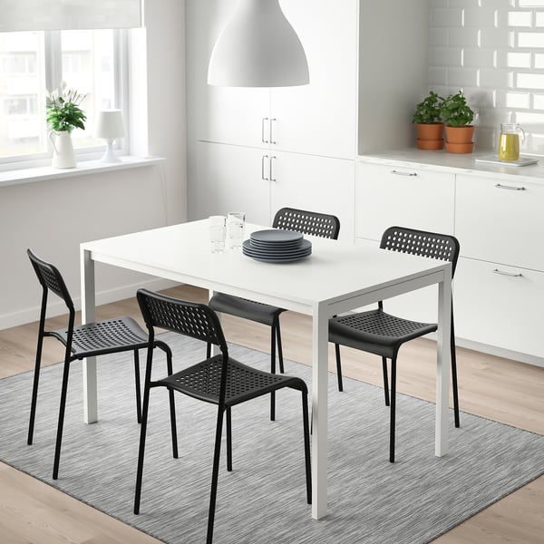 melltorp adde table and 4 chairs white black ikea