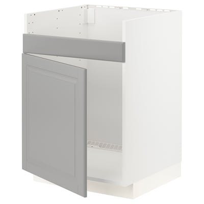 METOD Base cab f HAVSEN single bowl sink, white/Bodbyn grey, 60x60x80 cm