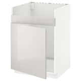 METOD Base cab f HAVSEN single bowl sink, white/Ringhult light grey, 60x60x80 cm