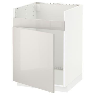 White METOD kitchen cabinet, glossy finish, square shape, modern design.