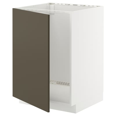 METOD Base cabinet for sink, white/Havstorp brown-beige, 60x60x80 cm