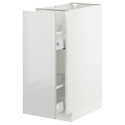 METOD Base cabinet/pull-out int fittings, white/Ringhult light grey, 30x60x80 cm