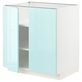 METOD Base cabinet with shelves/2 doors, white Järsta/high-gloss light turquoise, 80x60x80 cm
