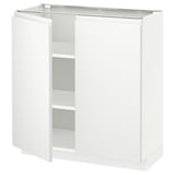 METOD Base cabinet with shelves/2 doors, white/Voxtorp matt white, 80x37x80 cm