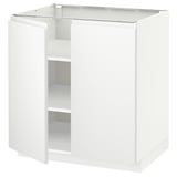 METOD Base cabinet with shelves/2 doors, white/Voxtorp matt white, 80x60x80 cm