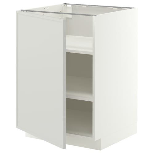 METOD Base cabinet with shelves, white/Aspudden light grey, 60x60x80 cm