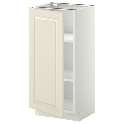 METOD Base cabinet with shelves, white/Bodbyn off-white, 40x37x80 cm