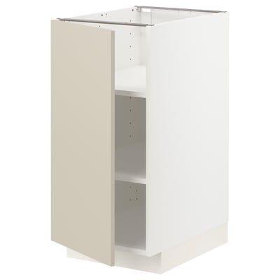 METOD Base cabinet with shelves, white/Havstorp beige, 40x60x80 cm