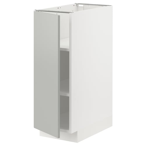 Modern white kitchen cabinet with sleek light grey door, rectangle shape, clean design.
