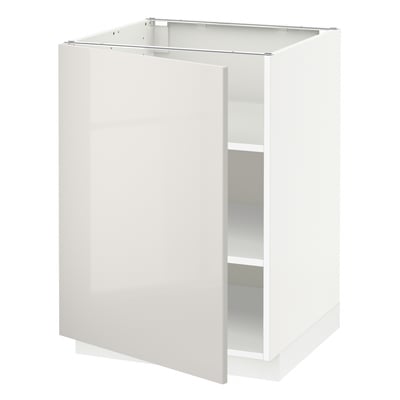 METOD Base cabinet with shelves, white/Ringhult light grey, 60x60x80 cm