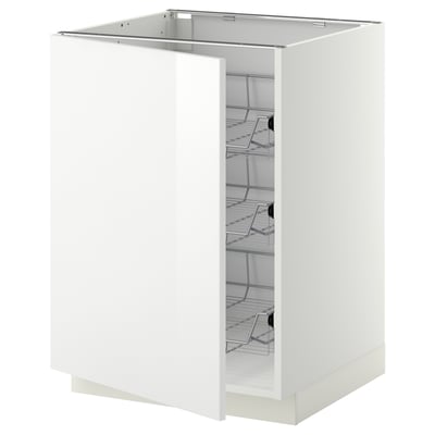METOD Base cabinet with wire baskets, white/Ringhult white, 60x60x80 cm