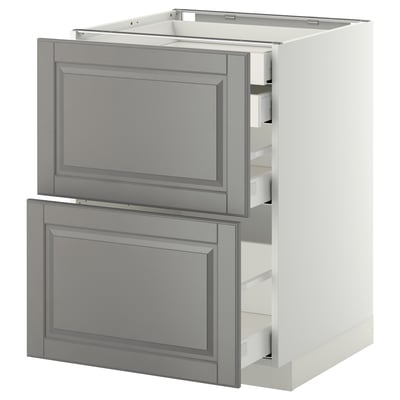 METOD Base cb 2 frnts/2 low/1 md/1 hi drw, white Maximera/Bodbyn grey, 60x60x80 cm