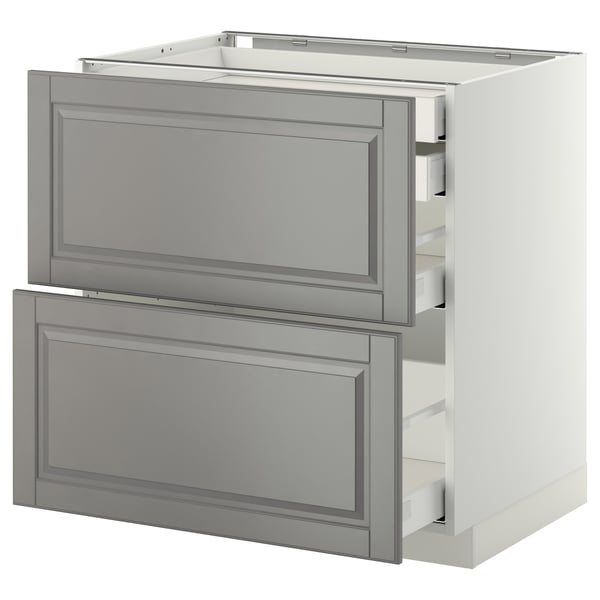 METOD Base cb 2 frnts/2 low/1 md/1 hi drw, white Maximera/Bodbyn grey, 80x60x80 cm