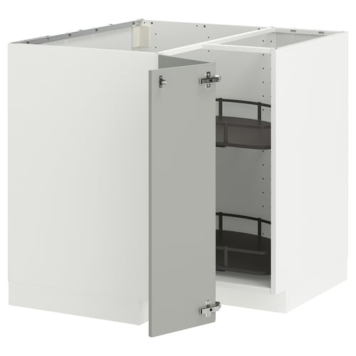 METOD kitchen cabinet, light grey, square, with open door, modern design.