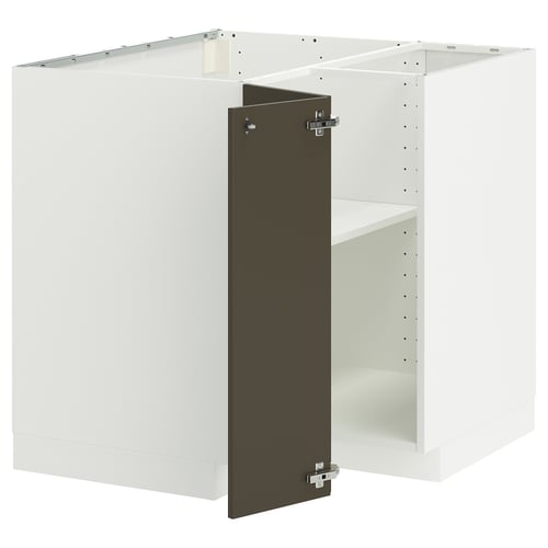 METOD kitchen unit, white with dark brown door, square, adjustable shelves.