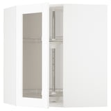 METOD Corner wall cab w carousel/glass dr, white Enköping/white wood effect, 68x37x80 cm