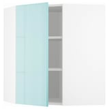 METOD Corner wall cabinet with shelves, white Järsta/high-gloss light turquoise, 68x37x80 cm