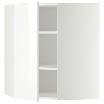 METOD Corner wall cabinet with shelves, white/Ringhult white, 68x37x80 cm