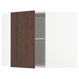 METOD Corner wall cabinet with shelves, white/Sinarp brown, 68x37x60 cm
