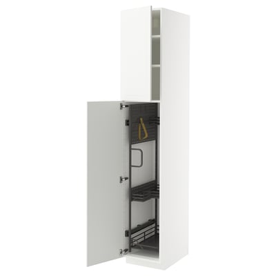 METOD High cabinet with cleaning interior, white/Stensund white, 40x60x220 cm
